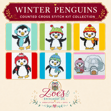 Load image into Gallery viewer, Winter Penguins Counted Cross Stitch Kit Collection | 14 Count