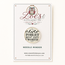 Load image into Gallery viewer, Never Forget Your Own Worth Acrylic Needle Minder | Cross Stitch