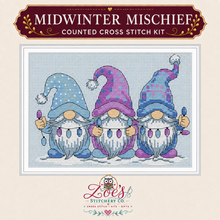 Load image into Gallery viewer, Midwinter Mischief Gonk Cross Stitch Kit | 14–18 Count