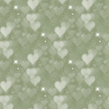 Load image into Gallery viewer, Mint, Green & Golden Heart Bokeh Printed Aida | 25 Designs