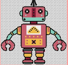 Load image into Gallery viewer, Robots Counted Cross Stitch Kit Collection | 14 Count
