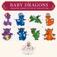 Load image into Gallery viewer, Baby Dragons Counted Cross Stitch Kit Collection | 14 Count
