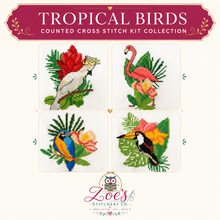 Load image into Gallery viewer, Tropical Birds Counted Cross Stitch Kit Collection | 14 Count
