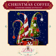 Load image into Gallery viewer, Christmas Coffee Counted Cross Stitch Kit | 14-18 Count
