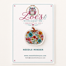 Load image into Gallery viewer, Autumn Floral Pumpkin Acrylic Needle Minder | Cross Stitch

