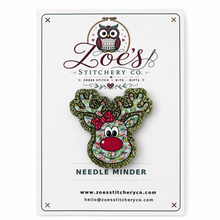 Load image into Gallery viewer, Floral Reindeer Acrylic Needle Minder | Cross Stitch
