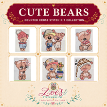 Load image into Gallery viewer, Cute Bears Counted Cross Stitch Kit Collection | 14 Count

