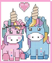 Load image into Gallery viewer, Cute Unicorns Counted Cross Stitch Kit Collection | 14 Count
