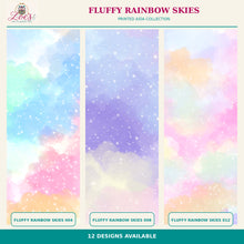 Load image into Gallery viewer, Fluffy Rainbow Skies Printed Aida Fabric | 12 Designs
