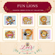 Load image into Gallery viewer, Fun Lions Counted Cross Stitch Kit Collection | 14 Count
