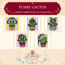 Load image into Gallery viewer, Funky Cactus Counted Cross Stitch Kit Collection | 14 Count
