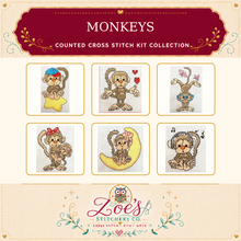 Load image into Gallery viewer, Monkeys Counted Cross Stitch Kit Collection | 14 Count
