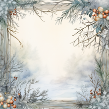 Load image into Gallery viewer, Berry Winter Frame 002 Aida Fabric || Printed Fabric || Cross Stitch Canvas || 11/14/16/18/20 Count
