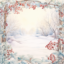 Load image into Gallery viewer, Berry Winter Frame Printed Aida Fabric | 6 Designs
