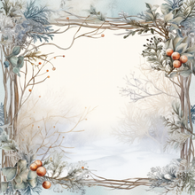 Load image into Gallery viewer, Berry Winter Frame Printed Aida Fabric | 6 Designs

