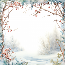 Load image into Gallery viewer, Berry Winter Frame 006 Aida Fabric || Printed Fabric || Cross Stitch Canvas || 11/14/16/18/20 Count
