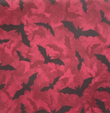 Load image into Gallery viewer, Crimson Bat Swarm printed Aida fabric sample
